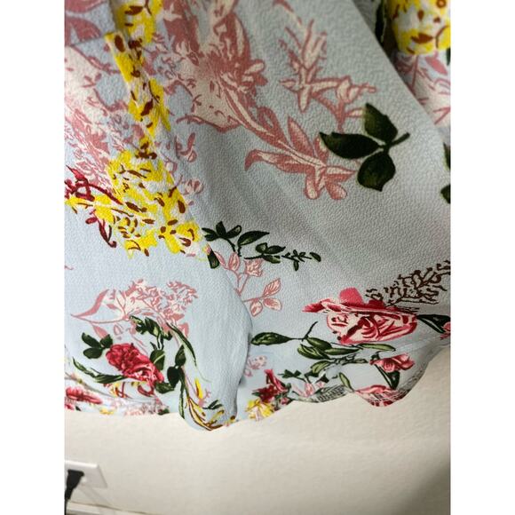 NWOT Amazon Blue Floral Long Sleeve Romper Bell Sleeve BOHO Fall MEDIUM - Picture 5 of 8